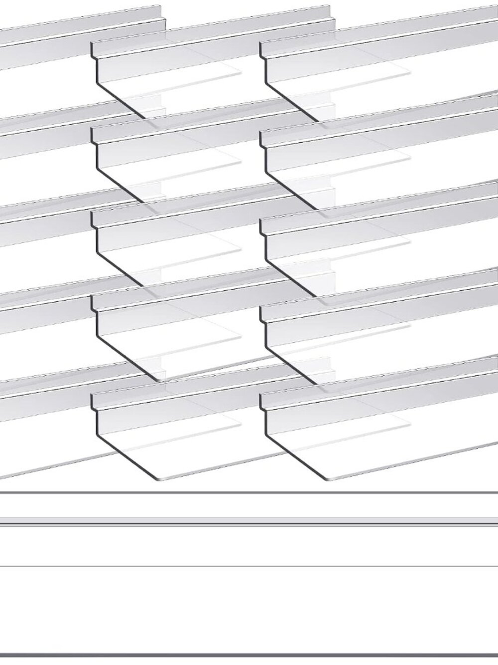 16 Pack 4"x10" Slatwall Shelves Hanging Accessories, Clear